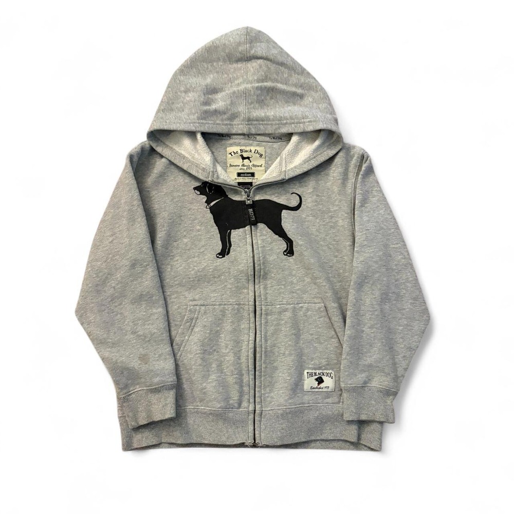 The Black Dog Gray Full Zip Hoodie Graphic Logo Sweatshirt Women Medium Fits XXS